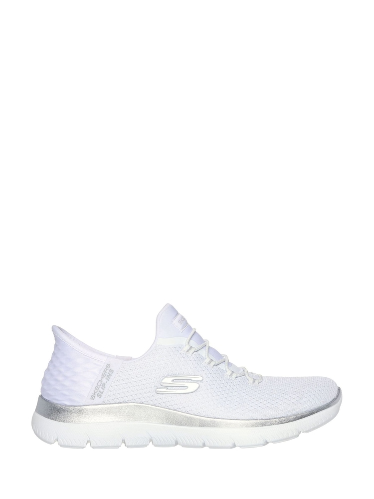 Skechers White Wide Fit Slip-ins Summits Diamond Dream Trainers - Image 1 of 5