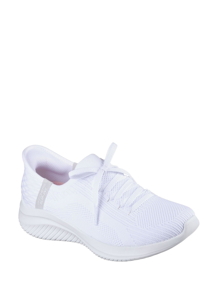 Skechers White Wide Fit Slipins Ultra Flex 3.0 Brilliant Path Trainers - Image 2 of 5