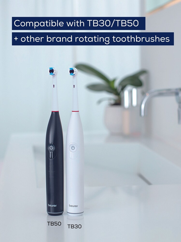 Beurer White Replacement Electric Toothbrush Heads TB50 - Image 2 of 4 Beurer White Replacement Electric Toothbrush Heads TB50 - Image 2 of 4