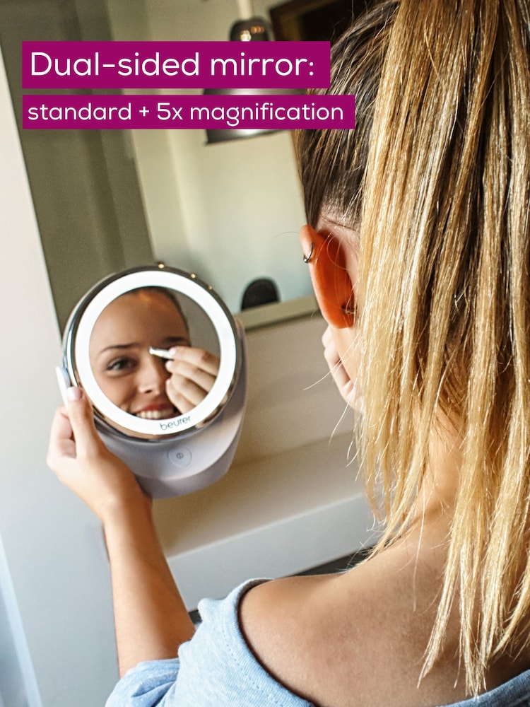 Beurer White Dual Sided Illuminated Cosmetic Mirror BS49 - Image 2 of 4 Beurer White Dual Sided Illuminated Cosmetic Mirror BS49 - Image 2 of 4