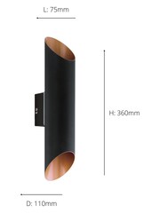 Eglo Black/Copper Agolada Outdoor Wall Light - Image 3 of 3