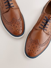 Tan Brown Cupsole Brogue Shoes - Image 4 of 5
