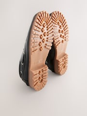 Black Leather Cleated Boat Shoes - Image 4 of 6