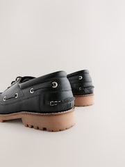 Black Leather Cleated Boat Shoes - Image 6 of 6
