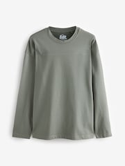 Green EDIT Relaxed Fit Long Sleeve Heavyweight 100% Cotton T-Shirt - Image 4 of 6