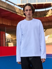 White EDIT Relaxed Fit Long Sleeve Heavyweight 100% Cotton T-Shirt - Image 1 of 8