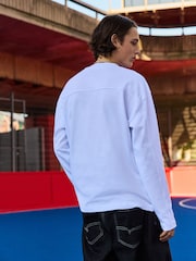 White EDIT Relaxed Fit Long Sleeve Heavyweight 100% Cotton T-Shirt - Image 3 of 8