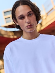 White EDIT Relaxed Fit Long Sleeve Heavyweight 100% Cotton T-Shirt - Image 4 of 8