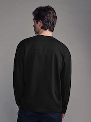 Black EDIT Relaxed Fit Long Sleeve Heavyweight 100% Cotton T-Shirt - Image 3 of 8
