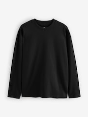 Black EDIT Relaxed Fit Long Sleeve Heavyweight 100% Cotton T-Shirt - Image 6 of 8