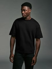 Black EDIT Cropped Fit Heavyweight 100% Cotton T-Shirt - Image 1 of 7