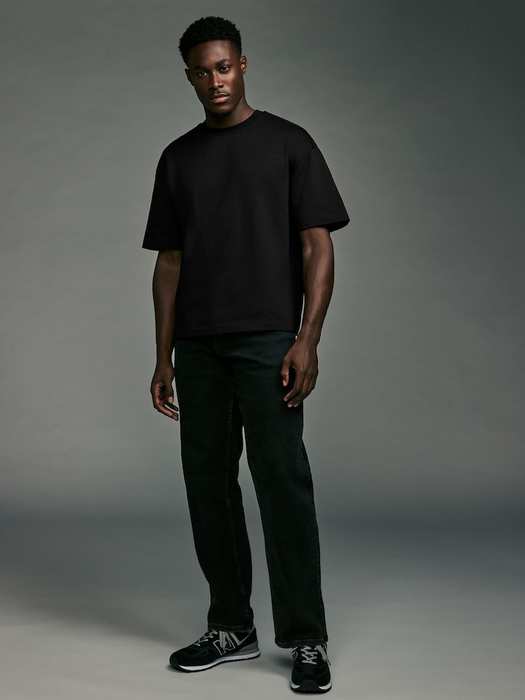 Black EDIT Cropped Fit Heavyweight 100% Cotton T-Shirt - Image 2 of 7