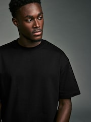 Black EDIT Cropped Fit Heavyweight 100% Cotton T-Shirt - Image 4 of 7