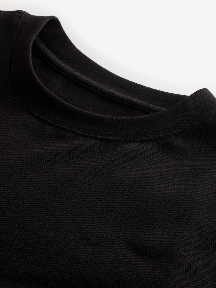 Black EDIT Cropped Fit Heavyweight 100% Cotton T-Shirt - Image 7 of 7