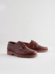 Tan Brown Leather Cleated Boat Shoes - Image 1 of 5