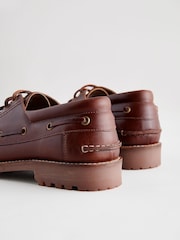 Tan Brown Leather Cleated Boat Shoes - Image 6 of 6