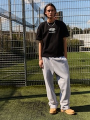 Black EDIT 100% Cotton Cropped Fit Heavyweight Graphic T-Shirt - Image 2 of 8