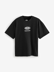 Black EDIT 100% Cotton Cropped Fit Heavyweight Graphic T-Shirt - Image 5 of 8