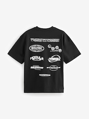Black EDIT 100% Cotton Cropped Fit Heavyweight Graphic T-Shirt - Image 6 of 8