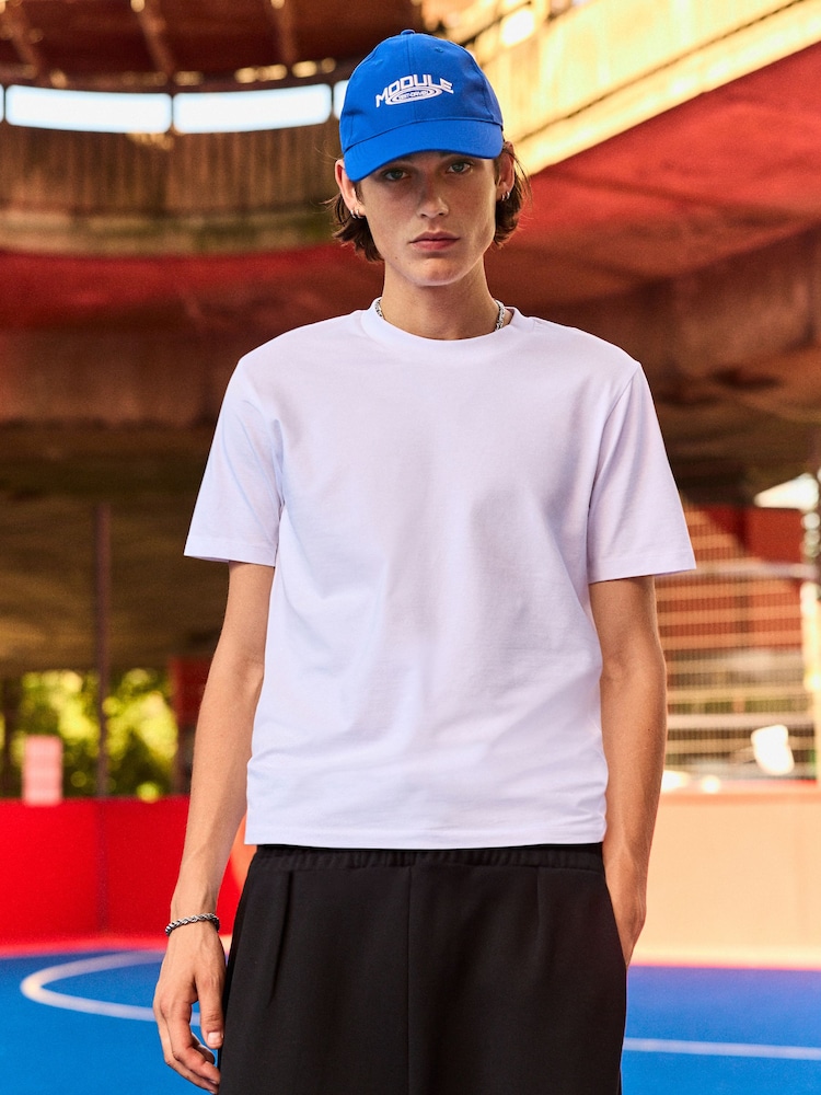 White EDIT Cropped Fit Heavyweight 100% Cotton T-Shirt - Image 1 of 7