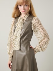 LK Bennett Green Laurie Olive Faux Leather Pinafore Dress - Image 3 of 3