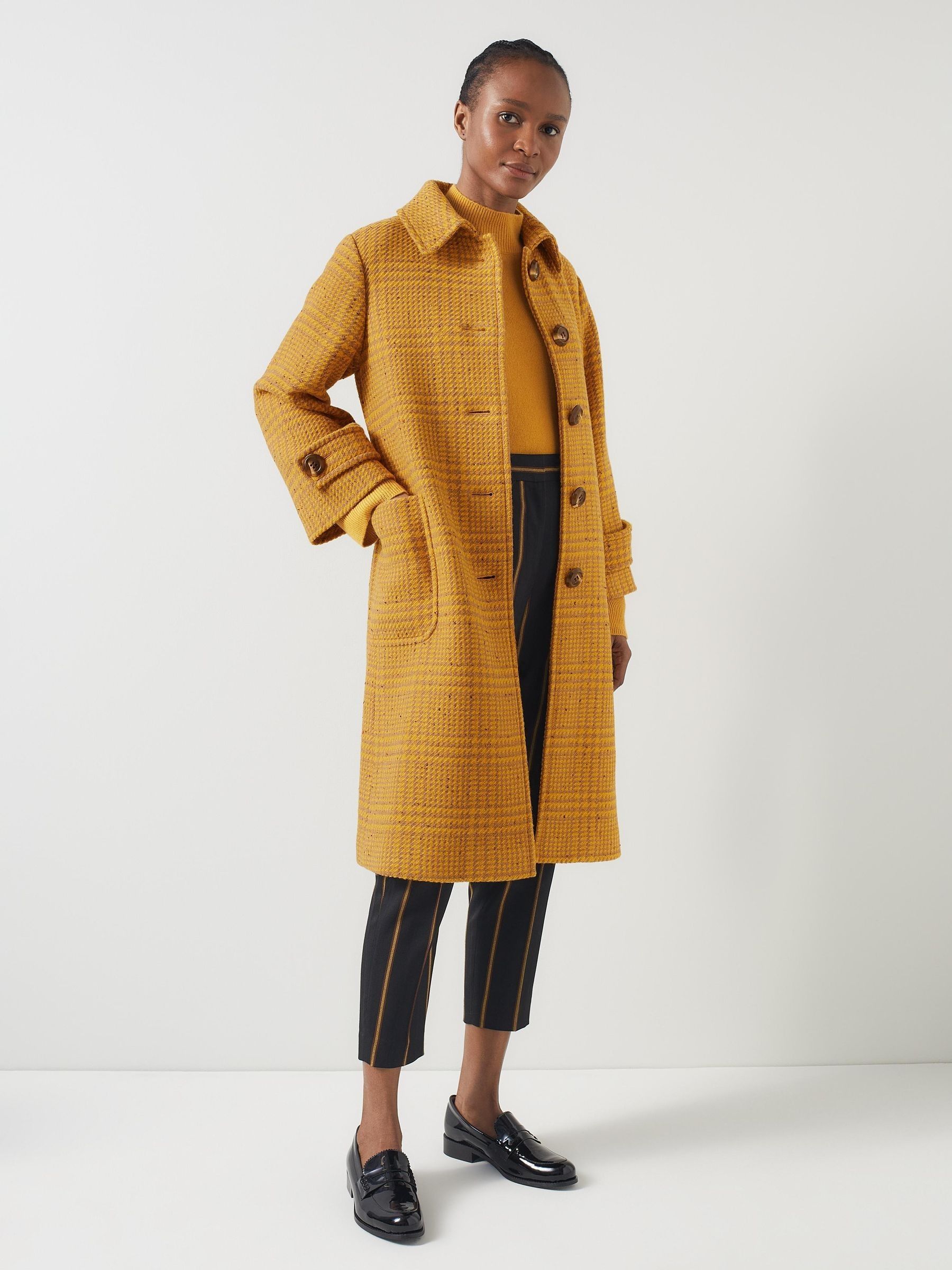 Mustard check coat store