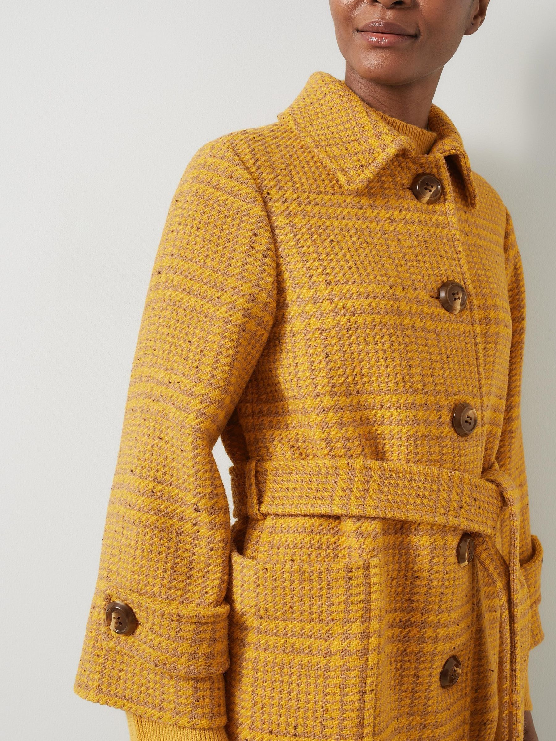Mustard check coat deals
