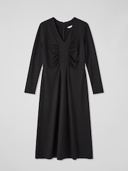 LK Bennett – Lacey – Midikleid mit gerafftem Brustbereich, Schwarz - Bild 4 von 4