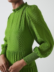 LK Bennett Green Flora Chevron Devorè Dress - Image 3 of 3