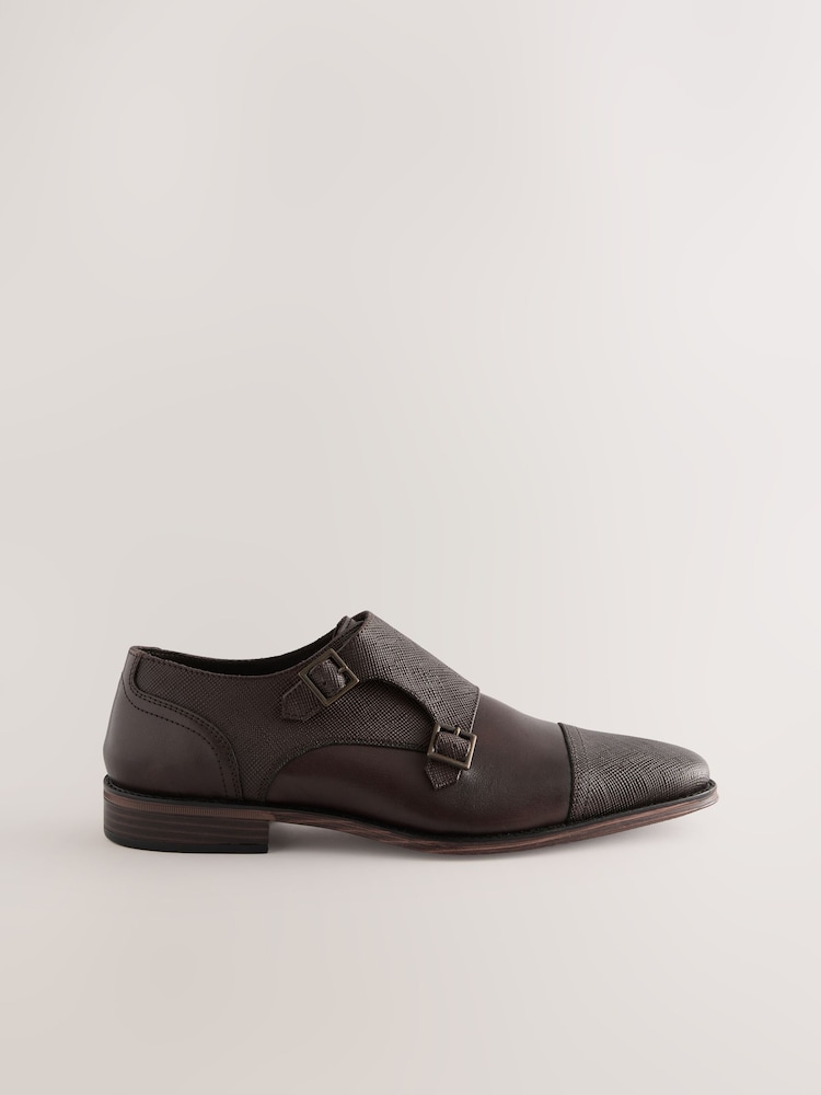 Brown Leather Double Monk Shoes - Image 2 of 5 Brown Leather Double Monk Shoes - Image 2 of 5