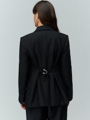 Черный - Приталенный блейзер с регулируемой спинкой - Image 3 of 5