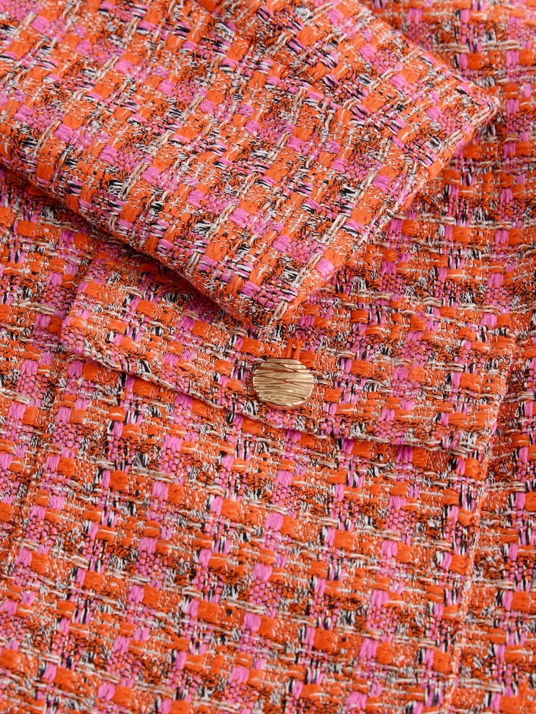 Rose/Orange - Veste en boucle texturée sans col - Image 10 of 11