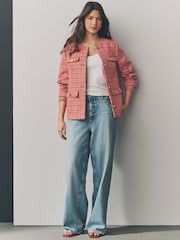 Pink/Orange Collarless Textured Boucle Jacket - Image 2 of 11