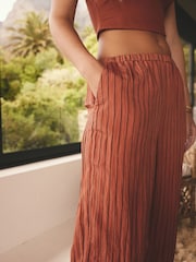 Marron rouille - Pantalon rayé à taille élastiquée Ample - Image 5 of 5