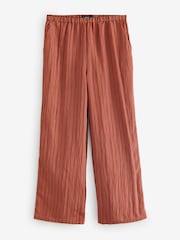 Rust Brown Striped Elasticated Waist Wide Leg Trousers - Image 6 of 9