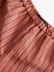 Rust Brown Striped Elasticated Waist Wide Leg Trousers - Image 7 of 9