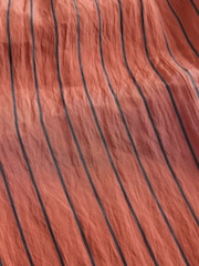 Rust Brown Striped Elasticated Waist Wide Leg Trousers - Image 8 of 9