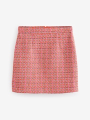 Pink/Orange Boucle Textured Checked Mini Skirt - Image 4 of 6