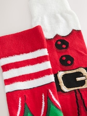 Red/Green Christmas Pattern Socks 2 Pack - Image 4 of 5