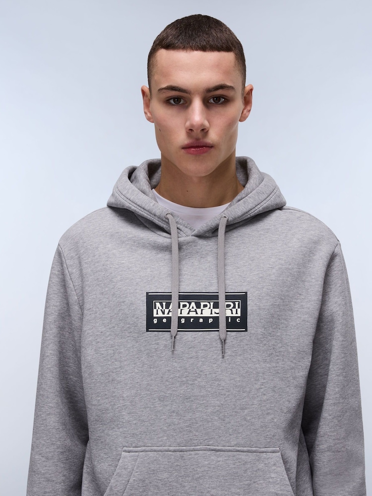 Napapijri Grey Box Logo Hoodie - Image 1 of 5