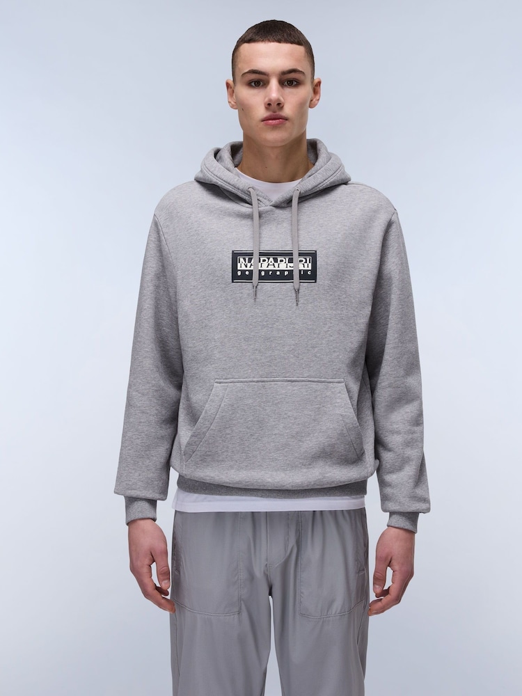 Napapijri Grey Box Logo Hoodie - Image 3 of 5