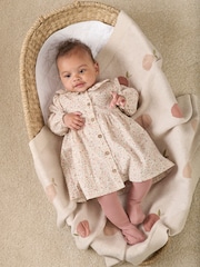 Mamas & Papas Pink 100% Cotton Floral Corduroy Dress With Tights - Image 3 of 6