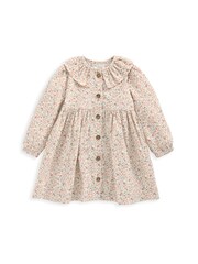 Mamas & Papas Pink 100% Cotton Floral Corduroy Dress With Tights - Image 5 of 6