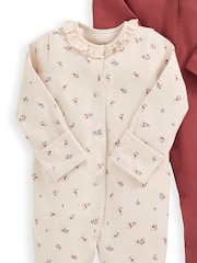 Mamas & Papas Pink 100% Cotton Cherries Sleepsuits 3 Pack - Image 5 of 5