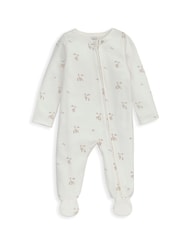 Mamas & Papas 100% Cotton Duckling Zip Brown Sleepsuit - Imagen 1 de 3