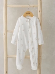 Mamas & Papas 100% Cotton Duckling Zip Brown Sleepsuit - Imagen 2 de 3