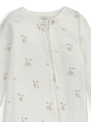 Mamas & Papas 100% Cotton Duckling Zip Brown Sleepsuit - Imagen 3 de 3