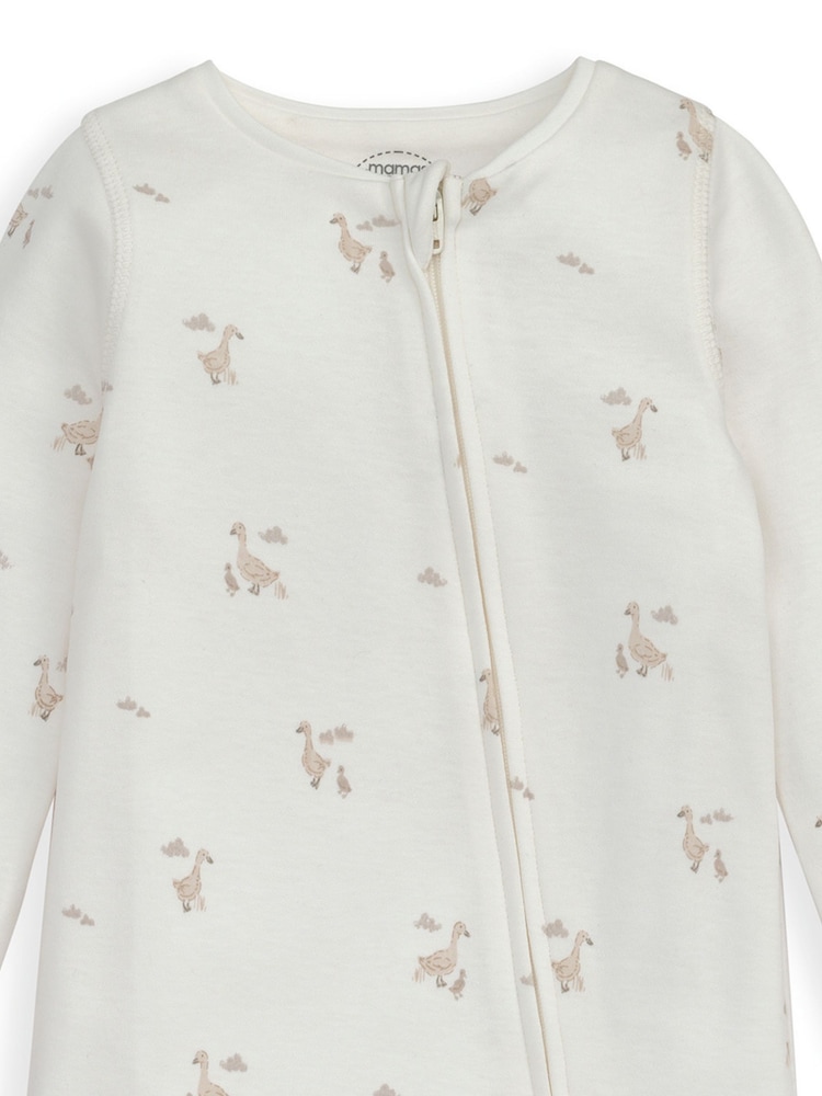 Mamas & Papas 100% Cotton Duckling Zip Brown Sleepsuit - Imagen 3 de 3