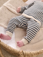 Mamas & Papas 100% Cotton Stripe Knit Jumper And Leggings Set - Image 2 of 9