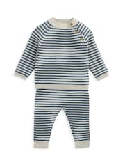 Mamas & Papas 100% Cotton Stripe Knit Jumper And Leggings Set - Image 8 of 9